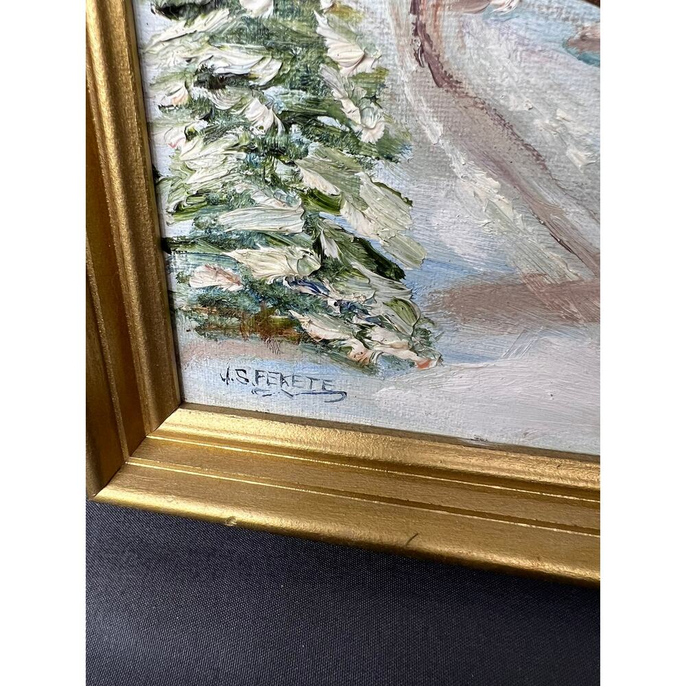 Hand Painted Winter Scene Signed by Artist FEKETE With Story! - Picture 2 of 6